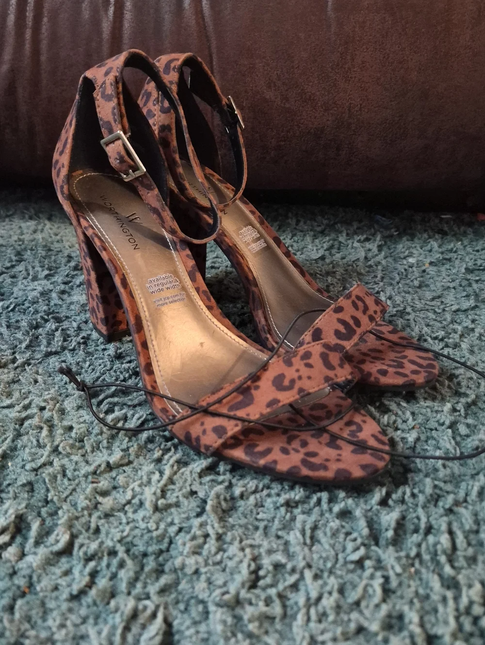 Worthington Animal Print Block Heels Open Toe 6.5 NWOB